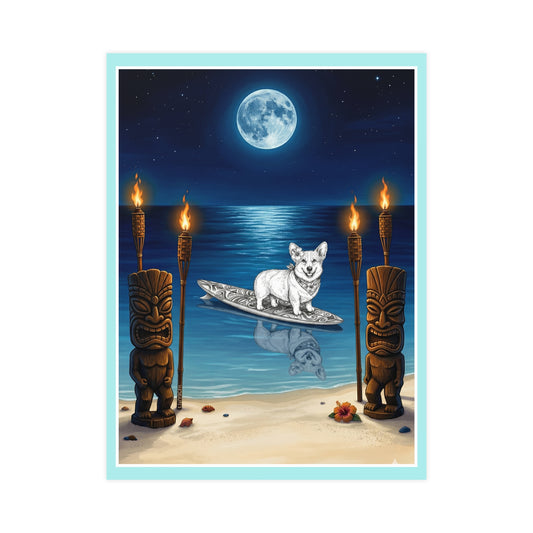 Corgi - Pebbles | Moonlit Tiki Matte Art Poster