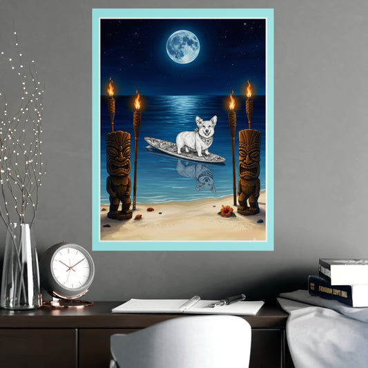 Corgi - Pebbles | Moonlit Tiki Matte Art Poster